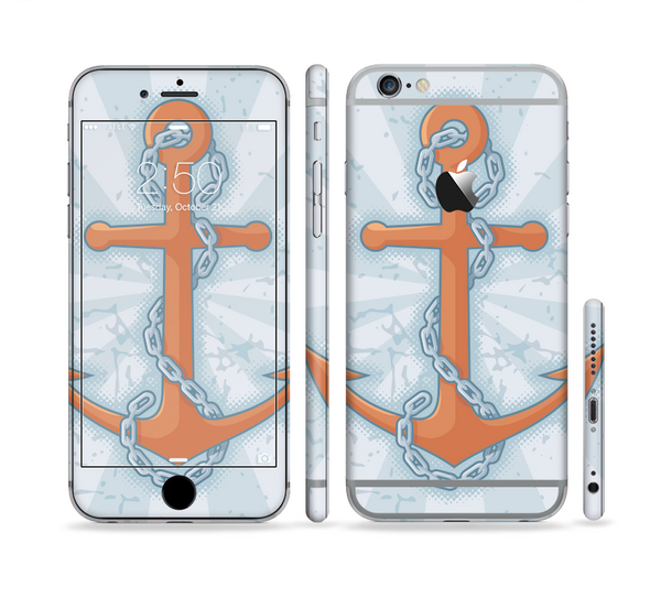 The Vinatge Blue Striped & Chained Anchor Sectioned Skin Series for the Apple iPhone 6