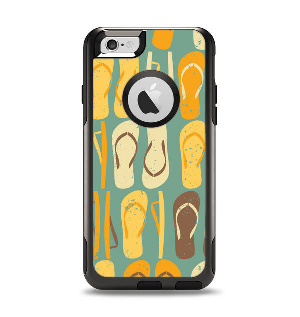The Vinatge Blue & Yellow Flip-Flops Apple iPhone 6 Otterbox Commuter Case Skin Set