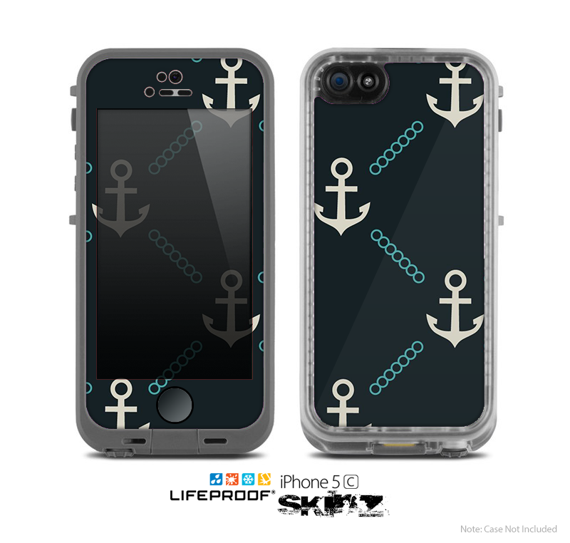 The Vintage Solid Color Anchor Collage All Skin for the Apple iPhone 5c LifeProof Case