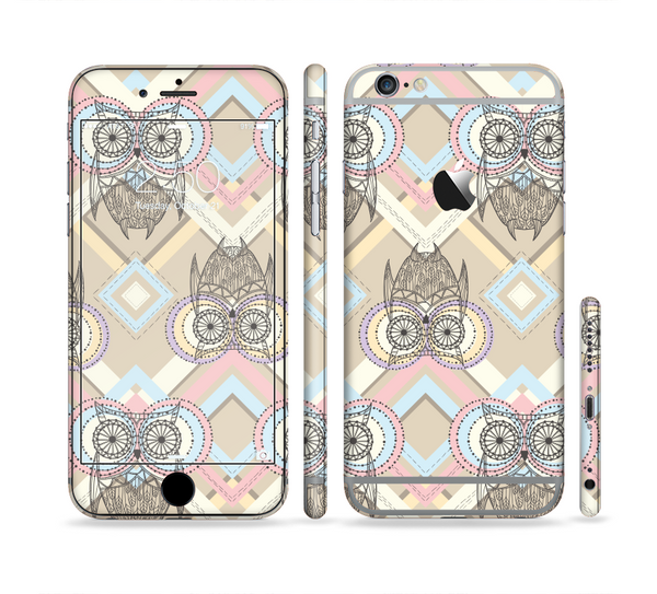 The Vintage Abstract Owl Tan Pattern Sectioned Skin Series for the Apple iPhone 6