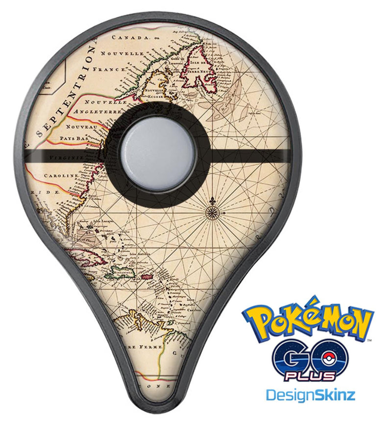 The Vintage Amerique Overview Map Pokémon GO Plus Vinyl Protective Decal Skin Kit