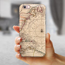 The Vintage Amerique Overview Map iPhone 6/6s or 6/6s Plus 2-Piece Hybrid INK-Fuzed Case