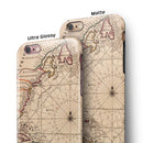 The Vintage Amerique Overview Map iPhone 6/6s or 6/6s Plus 2-Piece Hybrid INK-Fuzed Case