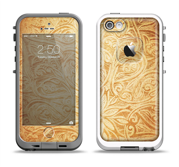 The Vintage Antique Gold Grunge Pattern Apple iPhone 5-5s LifeProof Fre Case Skin Set