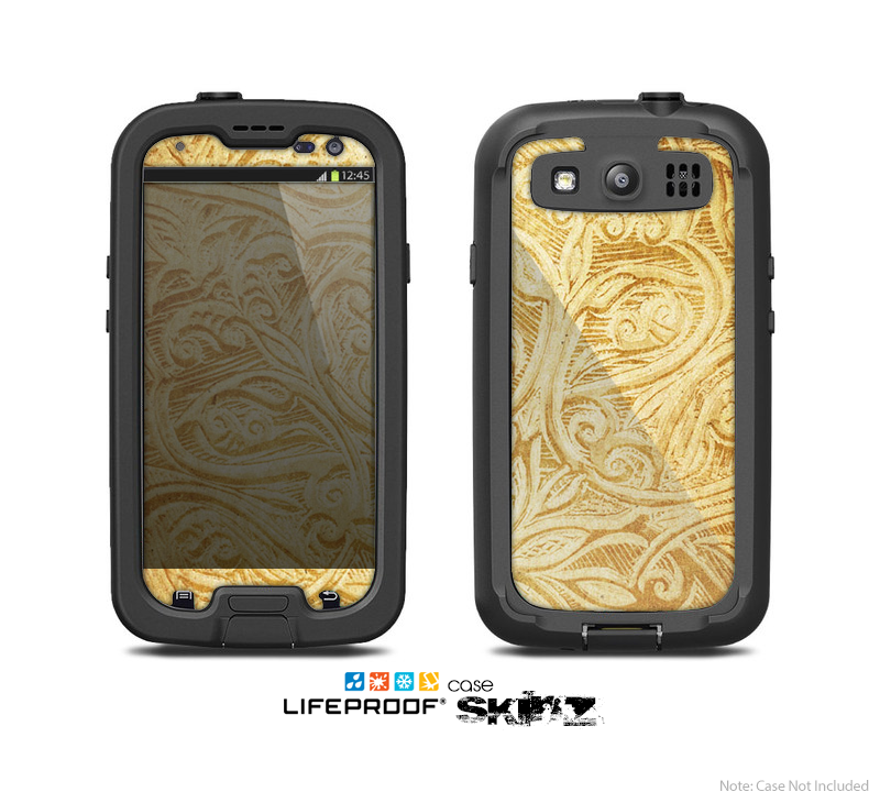 The Vintage Antique Gold Grunge Pattern Skin For The Samsung Galaxy S3 LifeProof Case