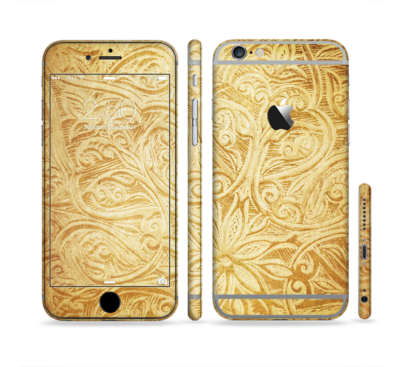 The Vintage Antique Gold Grunge Pattern Sectioned Skin Series for the Apple iPhone 6 Plus