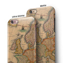 The Vintage Atlantic Ocean Map Pattern iPhone 6/6s or 6/6s Plus 2-Piece Hybrid INK-Fuzed Case