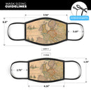 The Vintage Atlantic Ocean Map Pattern - Made in USA Mouth Cover Unisex Anti-Dust Cotton Blend Reusable & Washable Face Mask with Adjustable Sizing for Adult or Child