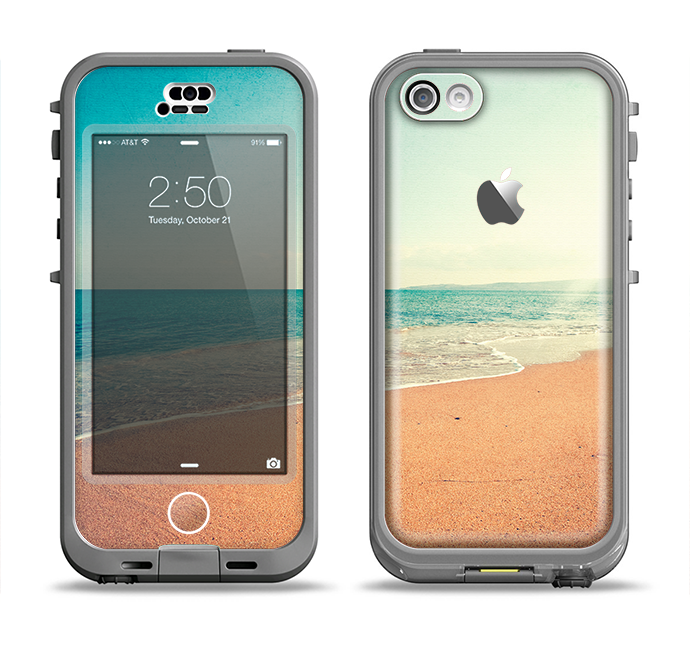 The Vintage Beach Scene Apple iPhone 5c LifeProof Nuud Case Skin Set