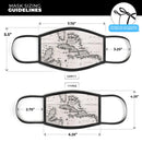 The Vintage Black and White Gulf of Mexico Map - Made in USA Mouth Cover Unisex Anti-Dust Cotton Blend Reusable & Washable Face Mask with Adjustable Sizing for Adult or Child