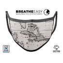 The Vintage Black and White Gulf of Mexico Map - Made in USA Mouth Cover Unisex Anti-Dust Cotton Blend Reusable & Washable Face Mask with Adjustable Sizing for Adult or Child