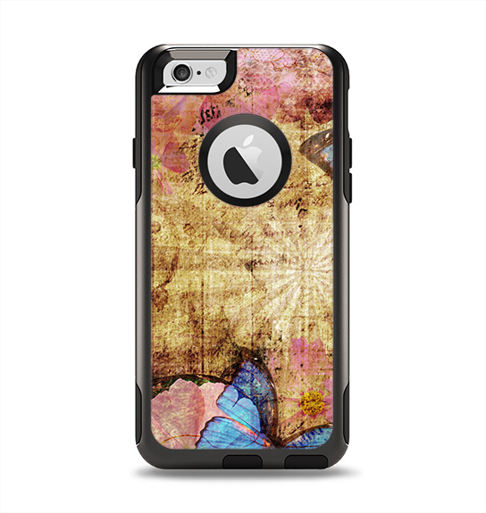 The Vintage Blue Butterfly Background Apple iPhone 6 Otterbox Commuter Case Skin Set