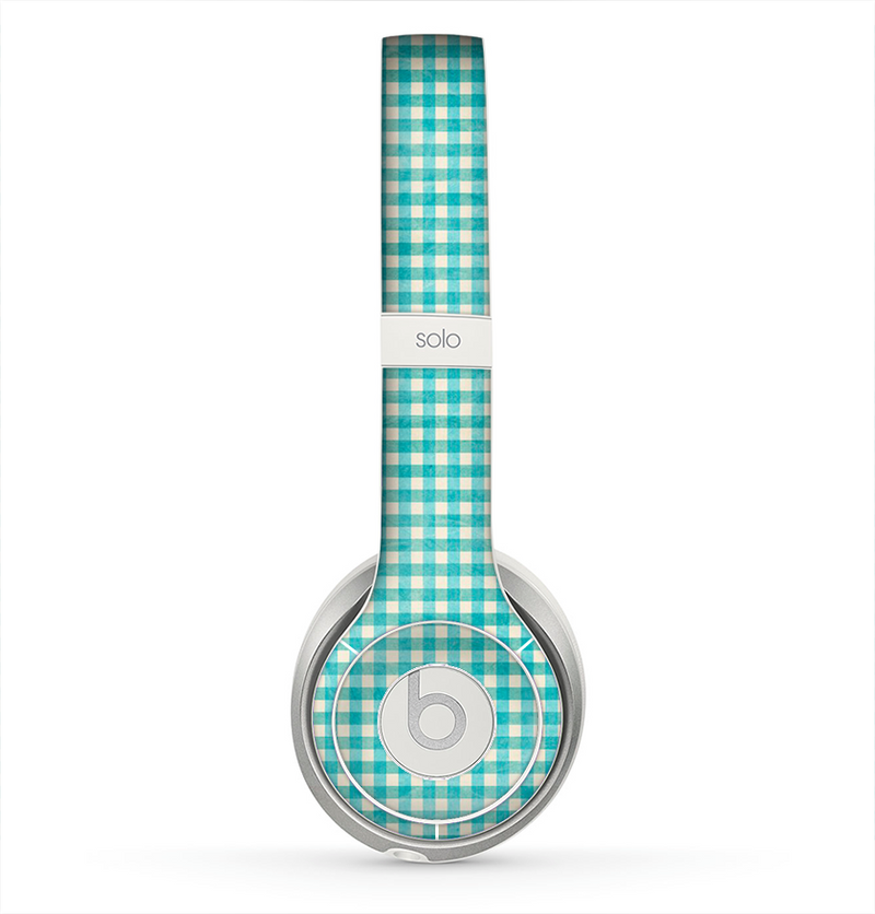 The Vintage Blue Plaid Skin for the Beats by Dre Solo 2 Headphones