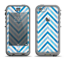 The Vintage Blue Striped Chevron Pattern V4 Apple iPhone 5c LifeProof Nuud Case Skin Set