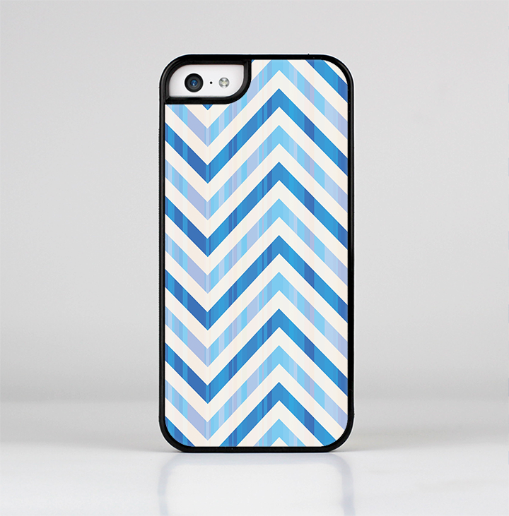The Vintage Blue Striped Chevron Pattern V4 Skin-Sert Case for the Apple iPhone 5c