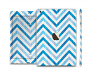 The Vintage Blue Striped Chevron Pattern V4 Full Body Skin Set for the Apple iPad Mini 3