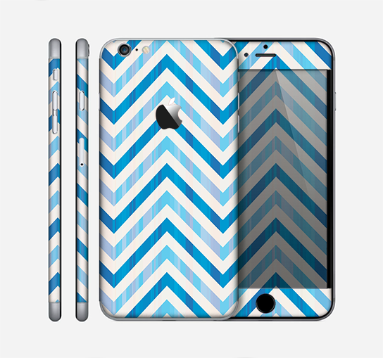 The Vintage Blue Striped Chevron Pattern V4 Skin for the Apple iPhone 6 Plus