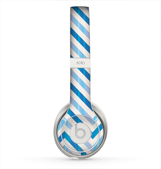 The Vintage Blue Striped Chevron Pattern V4 Skin for the Beats by Dre Solo 2 Headphones