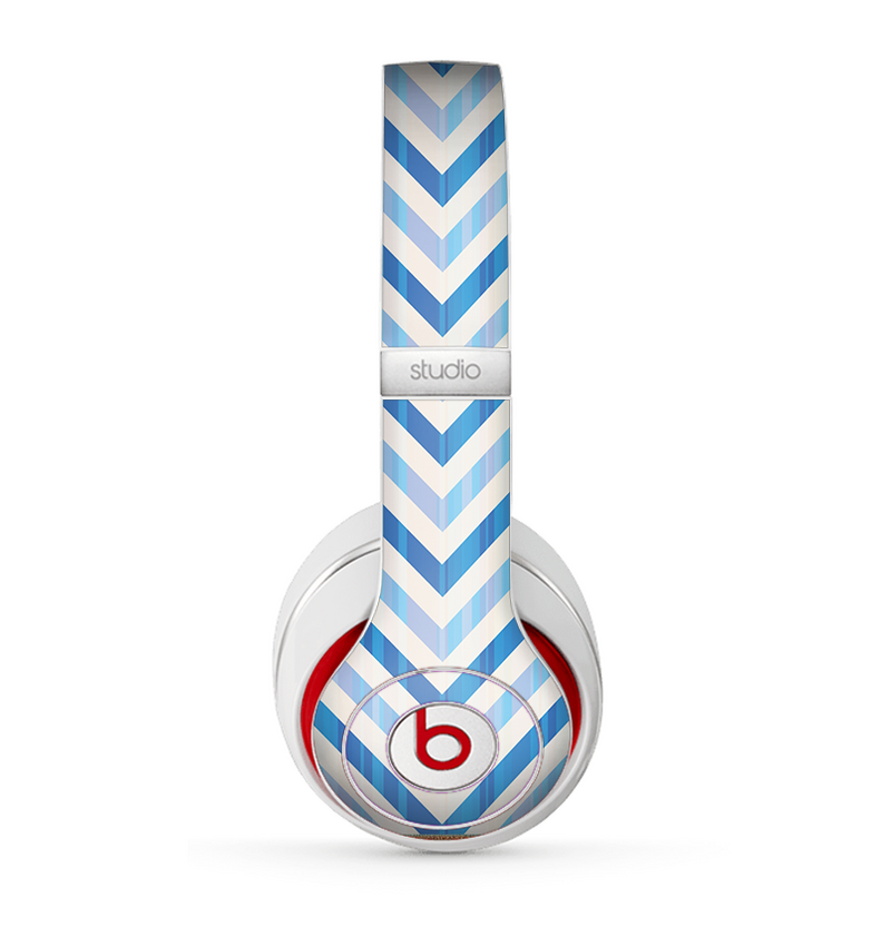 The Vintage Blue Striped Chevron Pattern V4 Skin for the Beats by Dre Studio (2013+ Version) Headphones