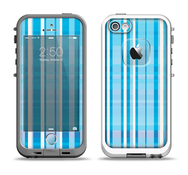 The Vintage Blue Striped Pattern V4 Apple iPhone 5-5s LifeProof Fre Case Skin Set
