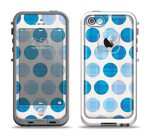 The Vintage Blue Striped Polka Dot Pattern V4 Apple iPhone 5-5s LifeProof Fre Case Skin Set