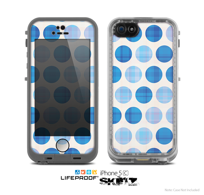 The Vintage Blue Striped Polka Dot Pattern V4 Skin for the Apple iPhone 5c LifeProof Case
