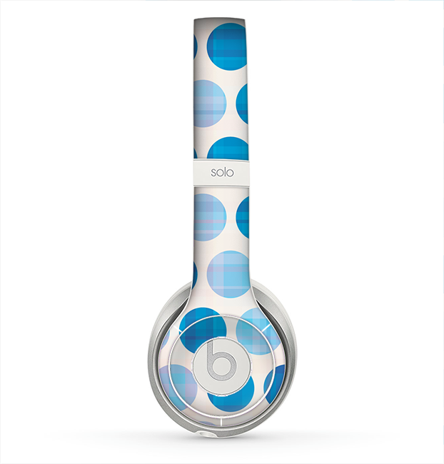 The Vintage Blue Striped Polka Dot Pattern V4 Skin for the Beats by Dre Solo 2 Headphones