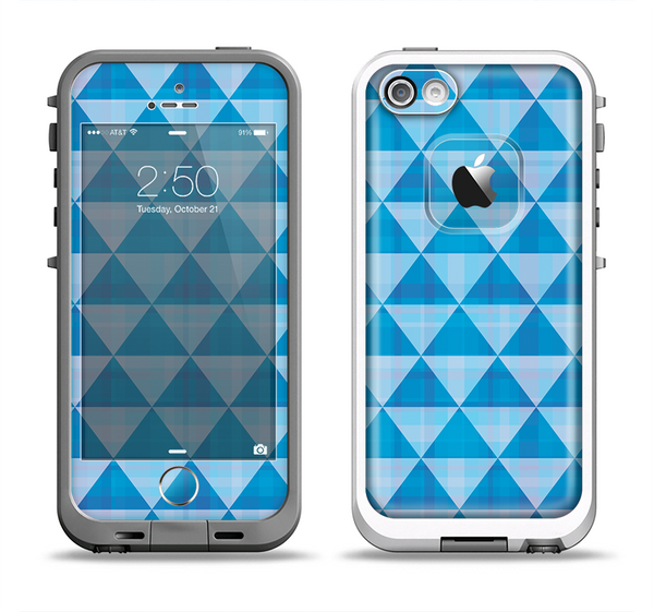 The Vintage Blue Striped Triangular Pattern V4 Apple iPhone 5-5s LifeProof Fre Case Skin Set