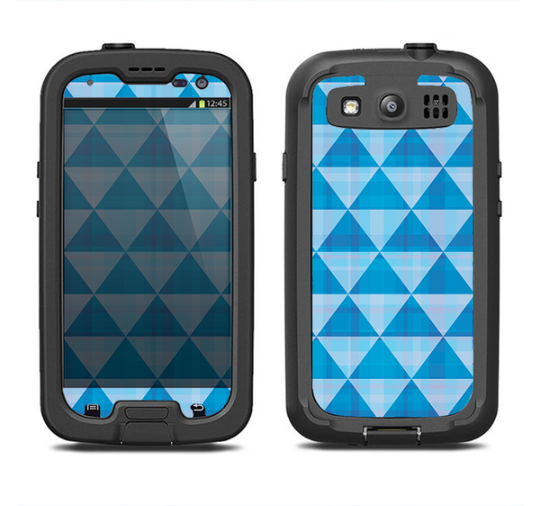 The Vintage Blue Striped Triangular Pattern V4 Samsung Galaxy S3 LifeProof Fre Case Skin Set