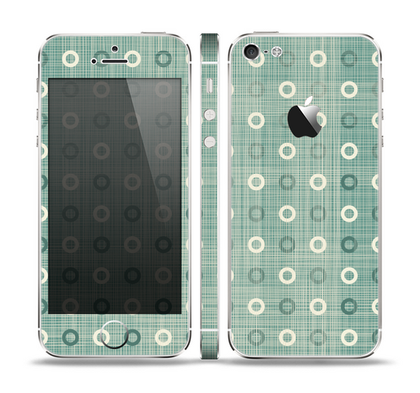 The Vintage Blue & Tan Circles Skin Set for the Apple iPhone 5
