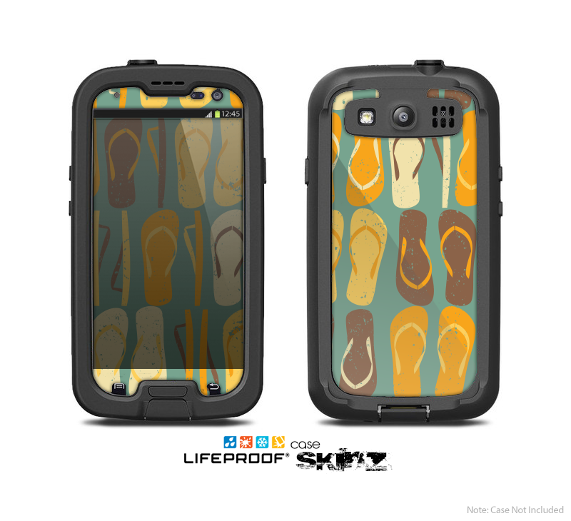 The Vintage Blue & Yellow Flip-Flops Skin For The Samsung Galaxy S3 LifeProof Case