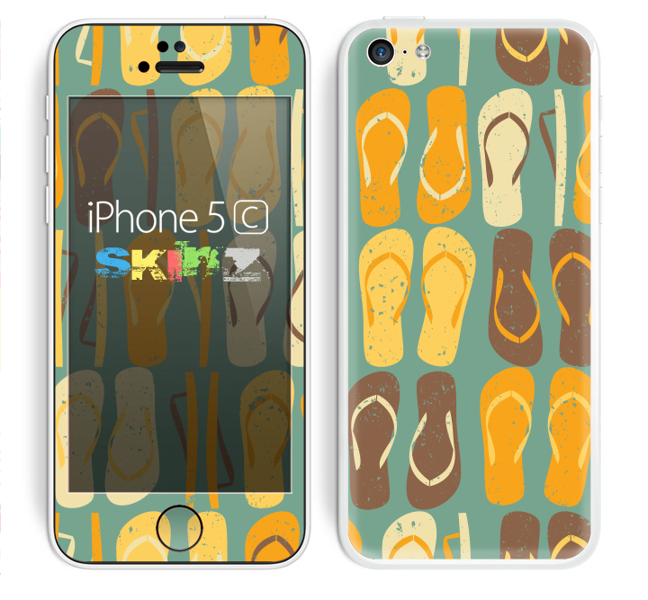 The Vintage Blue & Yellow Flip-Flops Skin for the Apple iPhone 5c