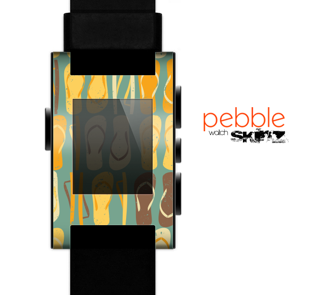 The Vintage Blue & Yellow Flip-Flops Skin for the Pebble SmartWatch