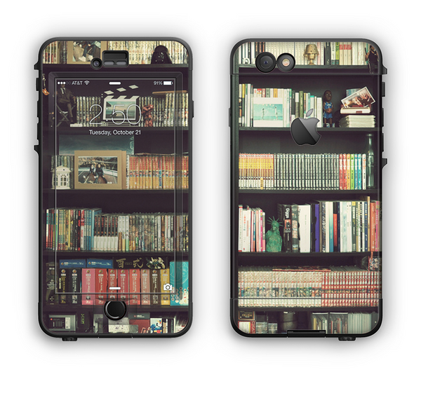 The Vintage Bookcase V2 Apple iPhone 6 LifeProof Nuud Case Skin Set