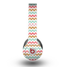 The Vintage Brown-Teal-Pink Chevron Pattern Skin for the Beats by Dre Original Solo-Solo HD Headphones