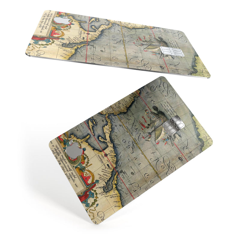 The Vintage Coast Map - Premium Protective Decal Skin-Kit for the Apple Credit Card