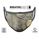 The Vintage Coast Map - Made in USA Mouth Cover Unisex Anti-Dust Cotton Blend Reusable & Washable Face Mask with Adjustable Sizing for Adult or Child