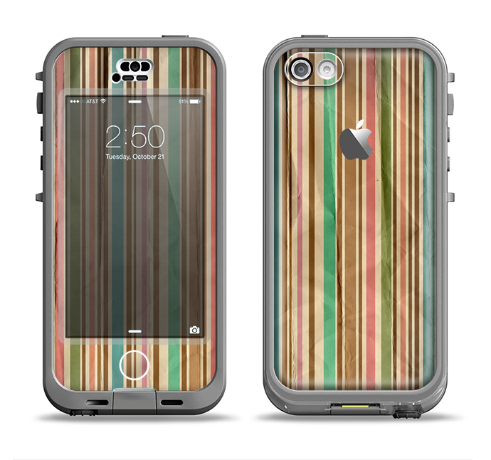 The Vintage Color Striped V3 Apple iPhone 5c LifeProof Nuud Case Skin Set