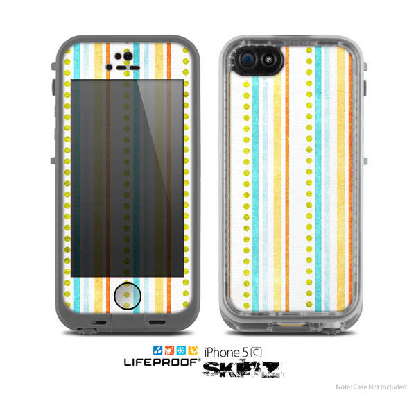 The Vintage Colored Stripes Skin for the Apple iPhone 5c LifeProof Case