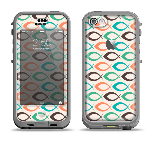 The Vintage Colored Vector Fish Icons Apple iPhone 5c LifeProof Nuud Case Skin Set