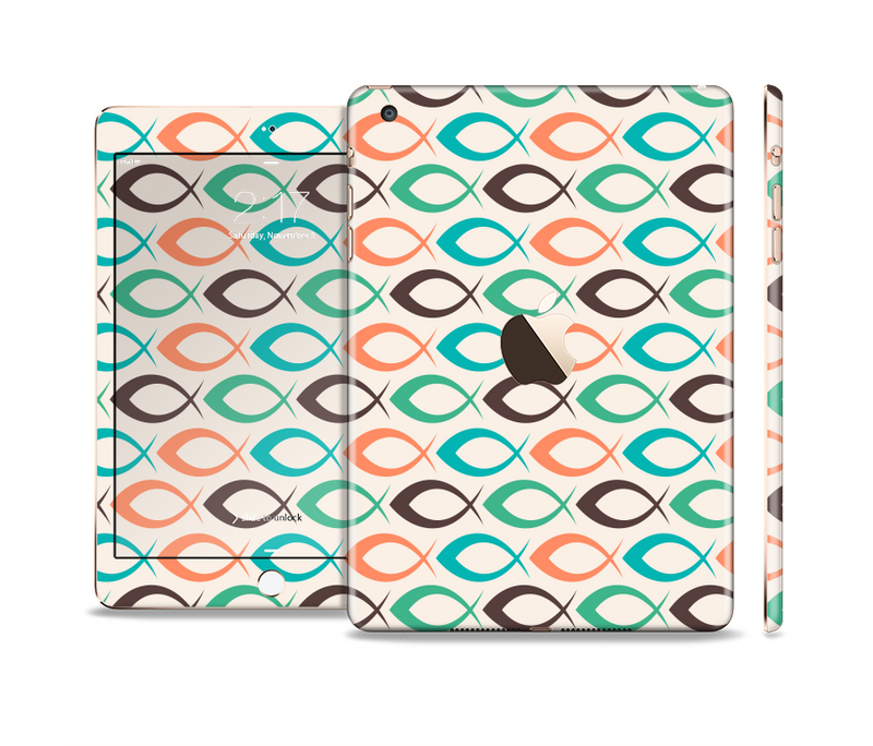 The Vintage Colored Vector Fish Icons Full Body Skin Set for the Apple iPad Mini 3