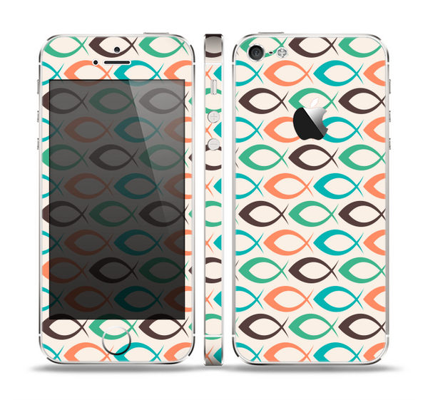 The Vintage Colored Vector Fish Icons Skin Set for the Apple iPhone 5
