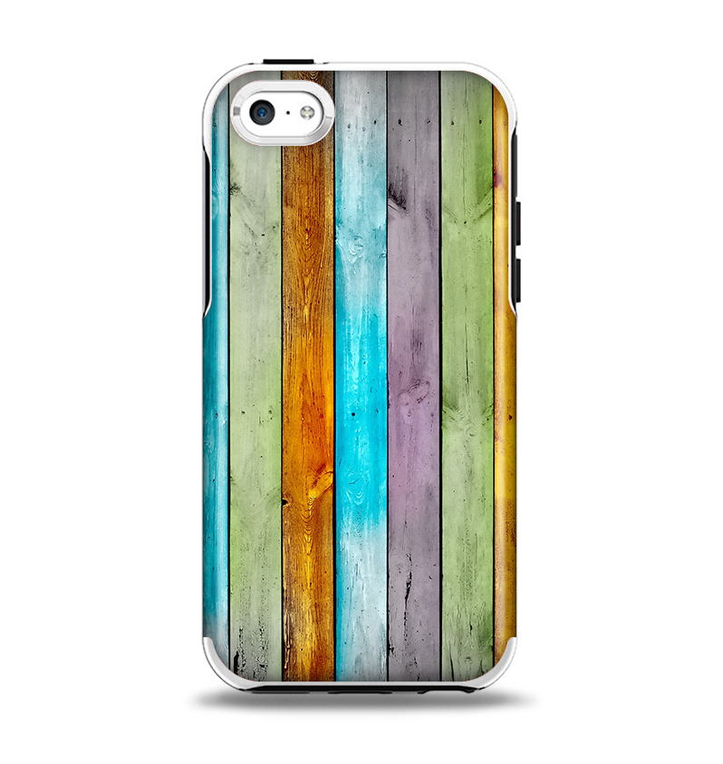 The Vintage Colored Wooden Planks Apple iPhone 5c Otterbox Symmetry Case Skin Set