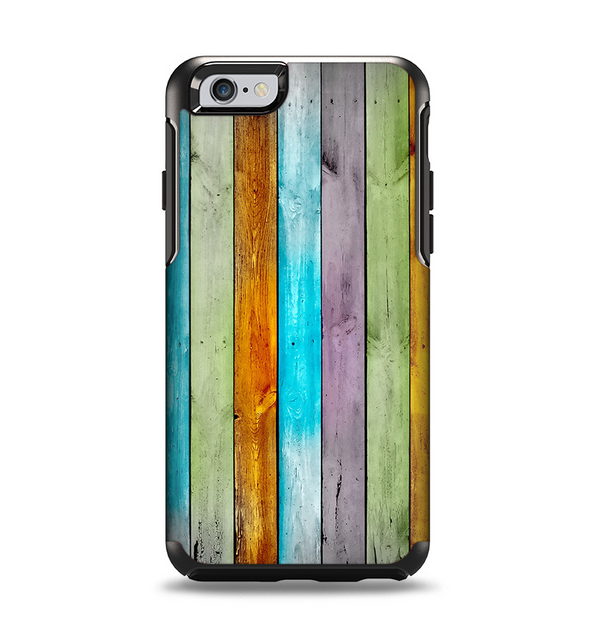 The Vintage Colored Wooden Planks Apple iPhone 6 Otterbox Symmetry Case Skin Set