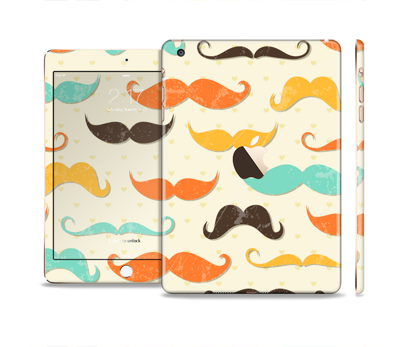 The Vintage Colorful Mustaches Full Body Skin Set for the Apple iPad Mini 3