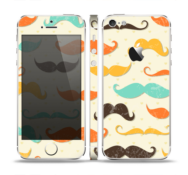 The Vintage Colorful Mustaches Skin Set for the Apple iPhone 5