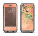 The Vintage Coral Floral Apple iPhone 5c LifeProof Nuud Case Skin Set