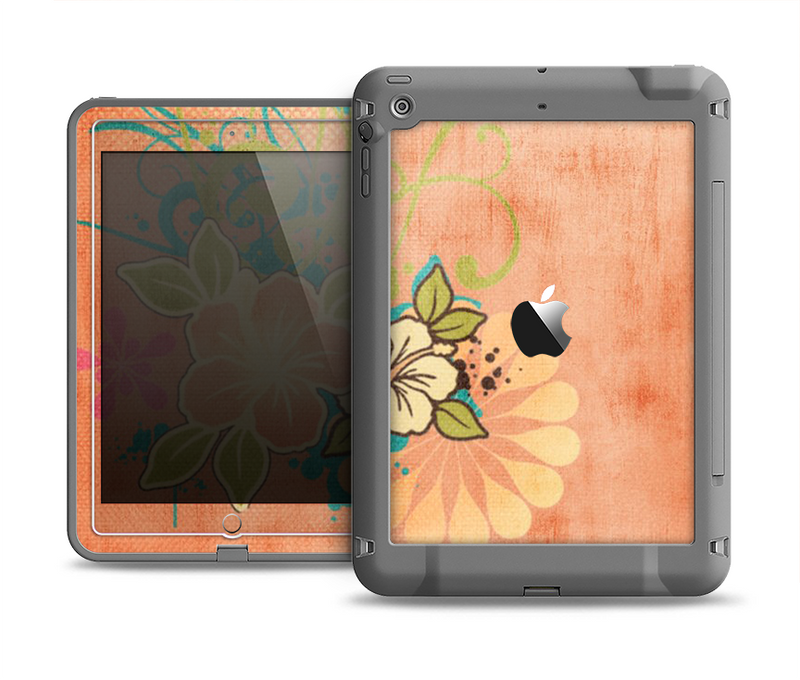 The Vintage Coral Floral Apple iPad Mini LifeProof Fre Case Skin Set