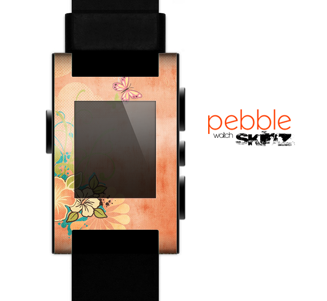 The Vintage Coral Floral Skin for the Pebble SmartWatch