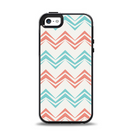 The Vintage Coral & Teal Abstract Chevron Pattern Apple iPhone 5-5s Otterbox Symmetry Case Skin Set